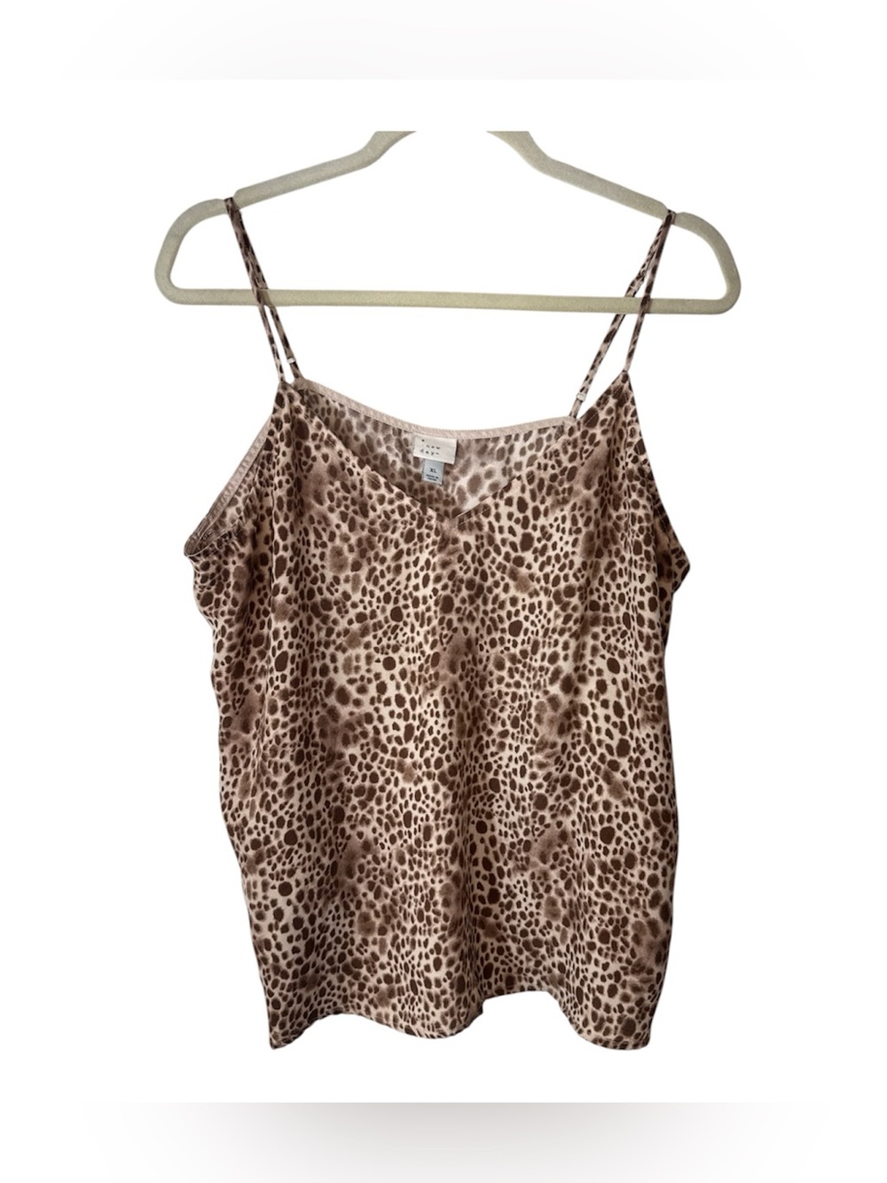 New Day Leopard Print Satin Cami Top - Brown Size XL